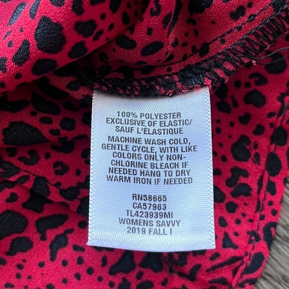 Leith Whimsigoth Red Black Snakeskin Print Blouse Size S Button Front Crepe - Picture 6 of 6